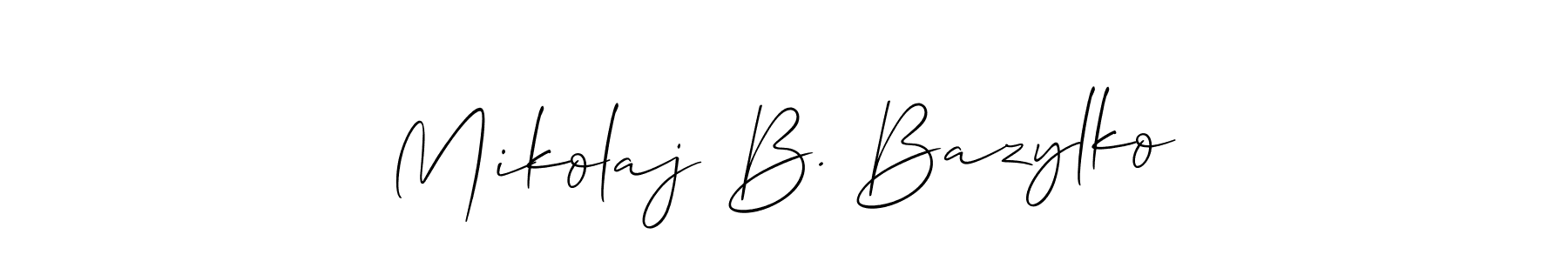 Use a signature maker to create a handwritten signature online. With this signature software, you can design (Allison_Script) your own signature for name Mikolaj B. Bazylko. Mikolaj B. Bazylko signature style 2 images and pictures png