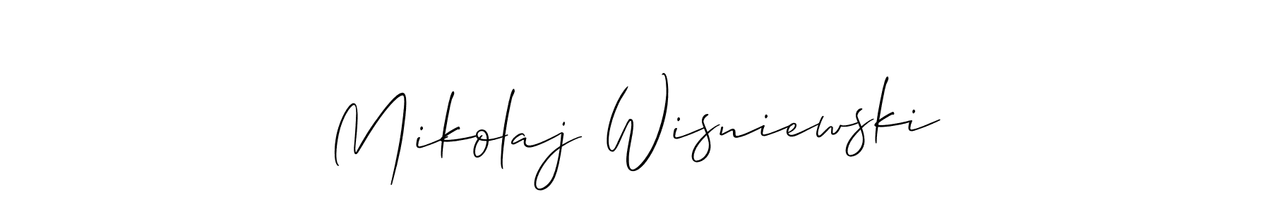 The best way (Allison_Script) to make a short signature is to pick only two or three words in your name. The name Mikolaj Wisniewski include a total of six letters. For converting this name. Mikolaj Wisniewski signature style 2 images and pictures png