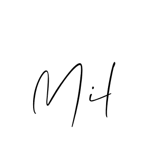 if you are searching for the best signature style for your name Mil. so please give up your signature search. here we have designed multiple signature styles  using Allison_Script. Mil signature style 2 images and pictures png