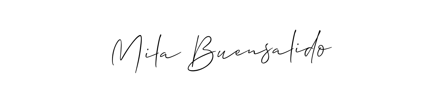 Allison_Script is a professional signature style that is perfect for those who want to add a touch of class to their signature. It is also a great choice for those who want to make their signature more unique. Get Mila Buensalido name to fancy signature for free. Mila Buensalido signature style 2 images and pictures png
