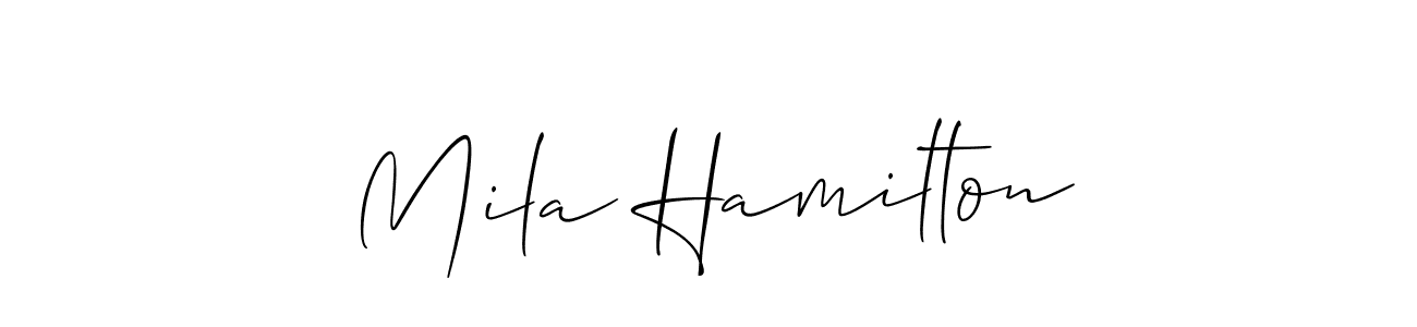 It looks lik you need a new signature style for name Mila Hamilton. Design unique handwritten (Allison_Script) signature with our free signature maker in just a few clicks. Mila Hamilton signature style 2 images and pictures png