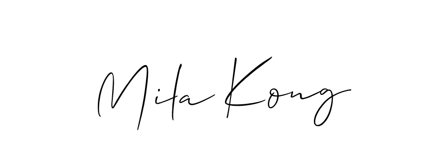 The best way (Allison_Script) to make a short signature is to pick only two or three words in your name. The name Mila Kong include a total of six letters. For converting this name. Mila Kong signature style 2 images and pictures png