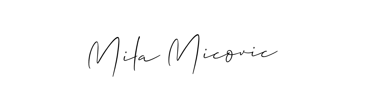 Mila Micovic stylish signature style. Best Handwritten Sign (Allison_Script) for my name. Handwritten Signature Collection Ideas for my name Mila Micovic. Mila Micovic signature style 2 images and pictures png