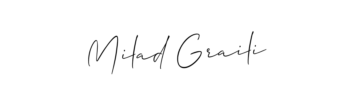 How to Draw Milad Graili signature style? Allison_Script is a latest design signature styles for name Milad Graili. Milad Graili signature style 2 images and pictures png