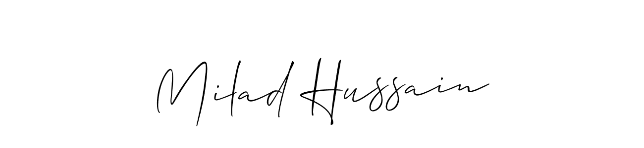 How to Draw Milad Hussain signature style? Allison_Script is a latest design signature styles for name Milad Hussain. Milad Hussain signature style 2 images and pictures png