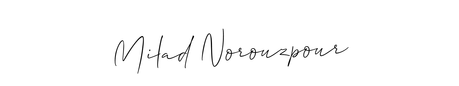 You should practise on your own different ways (Allison_Script) to write your name (Milad Norouzpour) in signature. don't let someone else do it for you. Milad Norouzpour signature style 2 images and pictures png