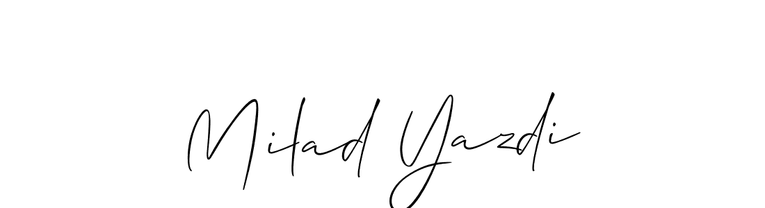 Use a signature maker to create a handwritten signature online. With this signature software, you can design (Allison_Script) your own signature for name Milad Yazdi. Milad Yazdi signature style 2 images and pictures png