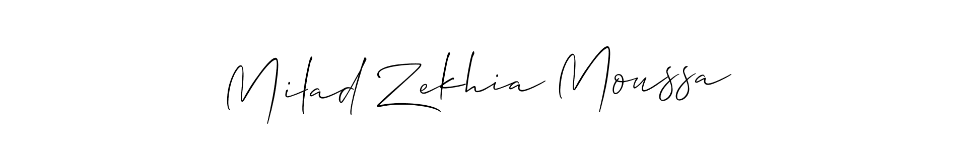 Make a beautiful signature design for name Milad Zekhia Moussa. With this signature (Allison_Script) style, you can create a handwritten signature for free. Milad Zekhia Moussa signature style 2 images and pictures png