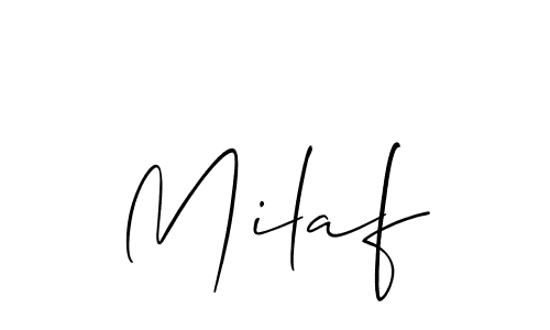 It looks lik you need a new signature style for name Milaf. Design unique handwritten (Allison_Script) signature with our free signature maker in just a few clicks. Milaf signature style 2 images and pictures png