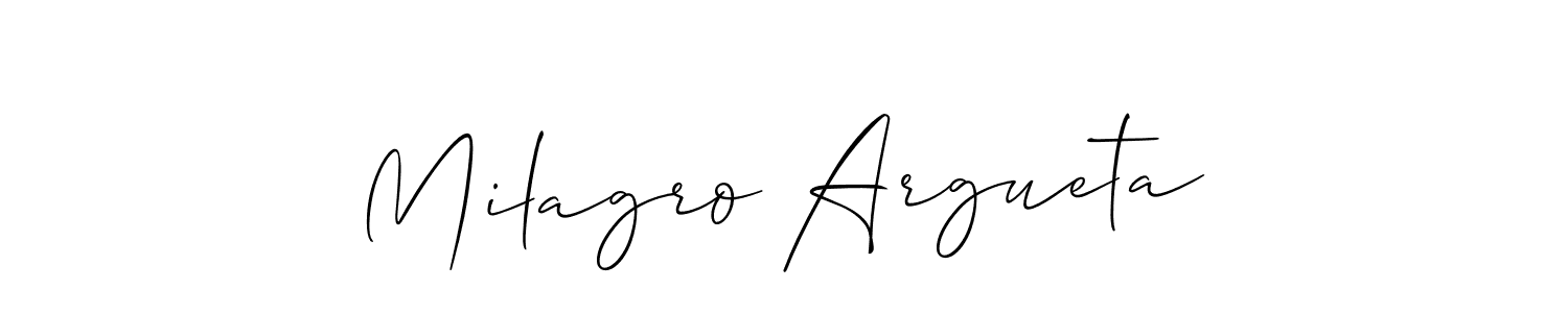 Use a signature maker to create a handwritten signature online. With this signature software, you can design (Allison_Script) your own signature for name Milagro Argueta. Milagro Argueta signature style 2 images and pictures png