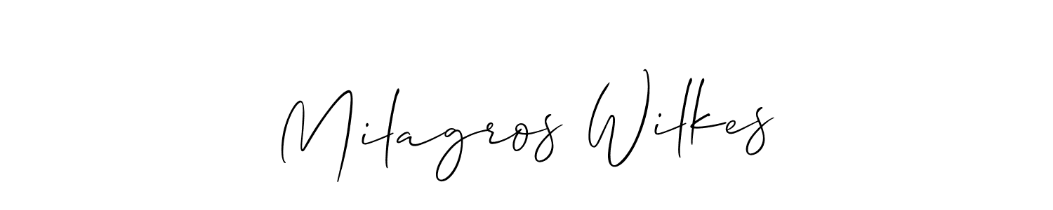 It looks lik you need a new signature style for name Milagros Wilkes. Design unique handwritten (Allison_Script) signature with our free signature maker in just a few clicks. Milagros Wilkes signature style 2 images and pictures png