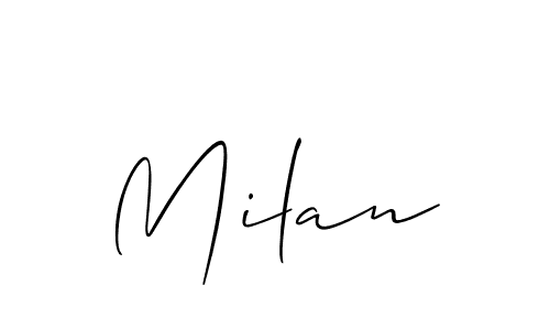 The best way (Allison_Script) to make a short signature is to pick only two or three words in your name. The name Milan include a total of six letters. For converting this name. Milan signature style 2 images and pictures png