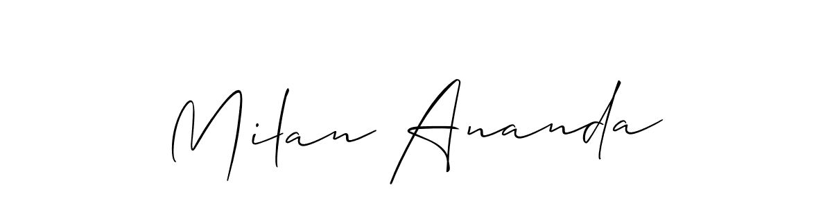 It looks lik you need a new signature style for name Milan Ananda. Design unique handwritten (Allison_Script) signature with our free signature maker in just a few clicks. Milan Ananda signature style 2 images and pictures png