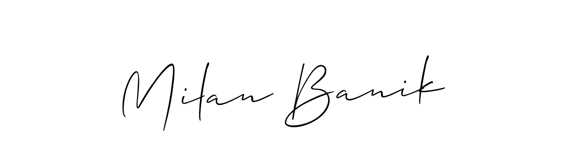 The best way (Allison_Script) to make a short signature is to pick only two or three words in your name. The name Milan Banik include a total of six letters. For converting this name. Milan Banik signature style 2 images and pictures png