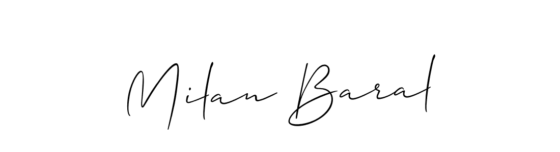 Make a beautiful signature design for name Milan Baral. With this signature (Allison_Script) style, you can create a handwritten signature for free. Milan Baral signature style 2 images and pictures png