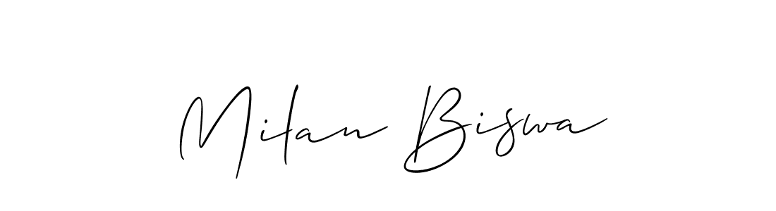 The best way (Allison_Script) to make a short signature is to pick only two or three words in your name. The name Milan Biswa include a total of six letters. For converting this name. Milan Biswa signature style 2 images and pictures png