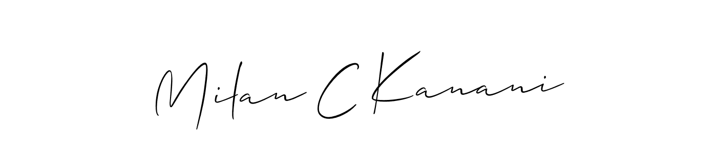 Make a beautiful signature design for name Milan C Kanani. With this signature (Allison_Script) style, you can create a handwritten signature for free. Milan C Kanani signature style 2 images and pictures png