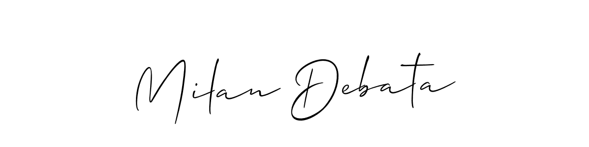 You should practise on your own different ways (Allison_Script) to write your name (Milan Debata) in signature. don't let someone else do it for you. Milan Debata signature style 2 images and pictures png