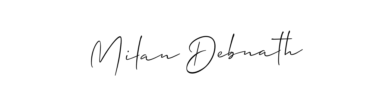 Make a beautiful signature design for name Milan Debnath. With this signature (Allison_Script) style, you can create a handwritten signature for free. Milan Debnath signature style 2 images and pictures png