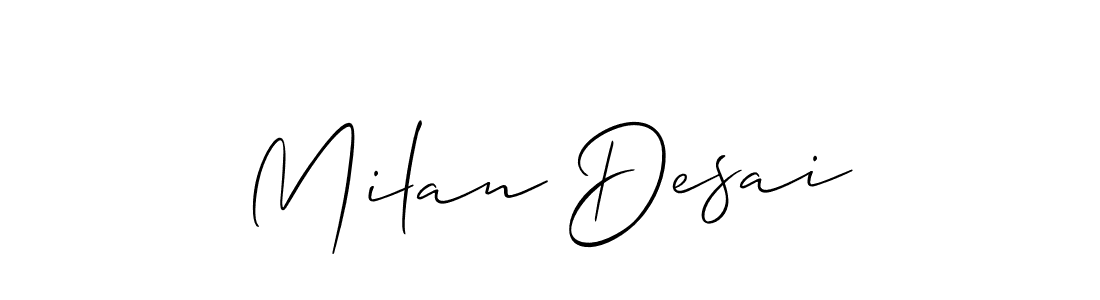 Milan Desai stylish signature style. Best Handwritten Sign (Allison_Script) for my name. Handwritten Signature Collection Ideas for my name Milan Desai. Milan Desai signature style 2 images and pictures png