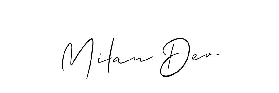 Also we have Milan Dev name is the best signature style. Create professional handwritten signature collection using Allison_Script autograph style. Milan Dev signature style 2 images and pictures png