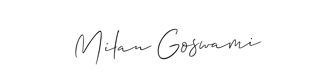 It looks lik you need a new signature style for name Milan Goswami. Design unique handwritten (Allison_Script) signature with our free signature maker in just a few clicks. Milan Goswami signature style 2 images and pictures png