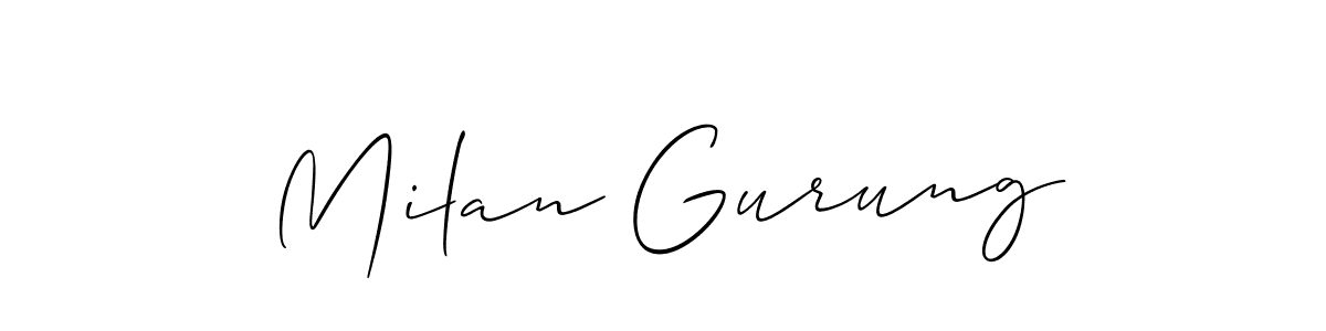 Create a beautiful signature design for name Milan Gurung. With this signature (Allison_Script) fonts, you can make a handwritten signature for free. Milan Gurung signature style 2 images and pictures png