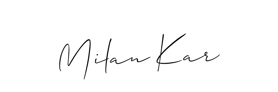 Similarly Allison_Script is the best handwritten signature design. Signature creator online .You can use it as an online autograph creator for name Milan Kar. Milan Kar signature style 2 images and pictures png