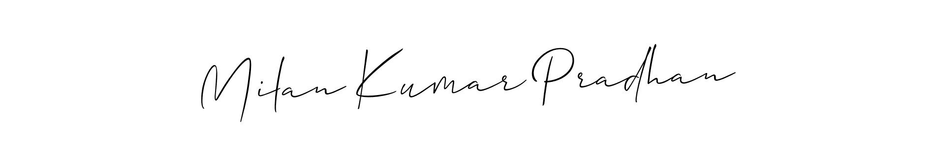 Design your own signature with our free online signature maker. With this signature software, you can create a handwritten (Allison_Script) signature for name Milan Kumar Pradhan. Milan Kumar Pradhan signature style 2 images and pictures png