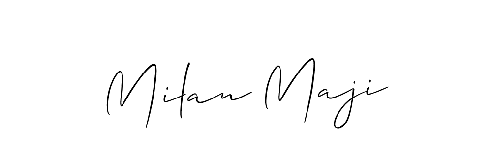 The best way (Allison_Script) to make a short signature is to pick only two or three words in your name. The name Milan Maji include a total of six letters. For converting this name. Milan Maji signature style 2 images and pictures png