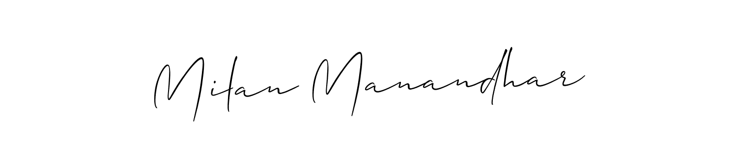How to make Milan Manandhar signature? Allison_Script is a professional autograph style. Create handwritten signature for Milan Manandhar name. Milan Manandhar signature style 2 images and pictures png