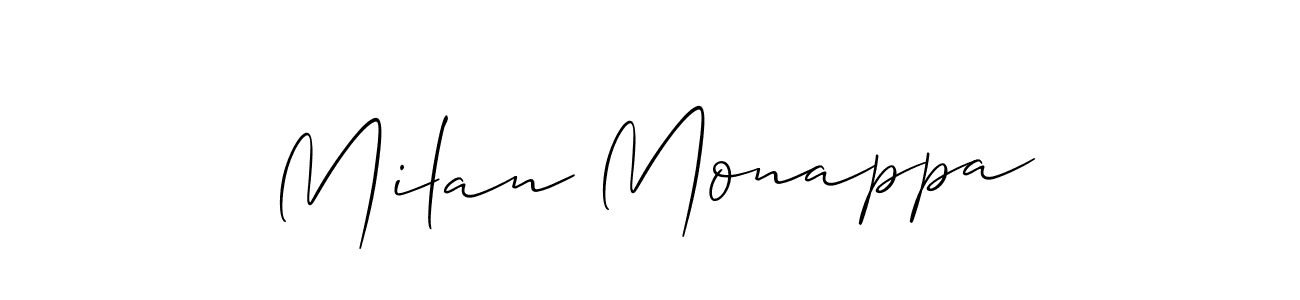 How to make Milan Monappa name signature. Use Allison_Script style for creating short signs online. This is the latest handwritten sign. Milan Monappa signature style 2 images and pictures png