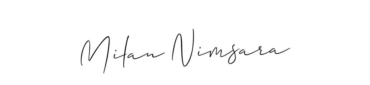 This is the best signature style for the Milan Nimsara name. Also you like these signature font (Allison_Script). Mix name signature. Milan Nimsara signature style 2 images and pictures png