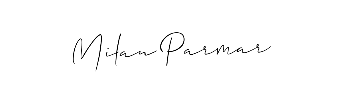 if you are searching for the best signature style for your name Milan Parmar. so please give up your signature search. here we have designed multiple signature styles  using Allison_Script. Milan Parmar signature style 2 images and pictures png