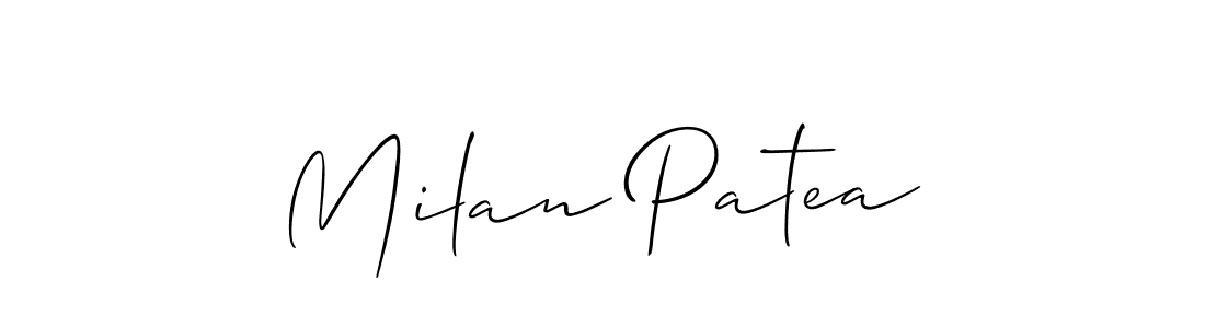 Also You can easily find your signature by using the search form. We will create Milan Patea name handwritten signature images for you free of cost using Allison_Script sign style. Milan Patea signature style 2 images and pictures png