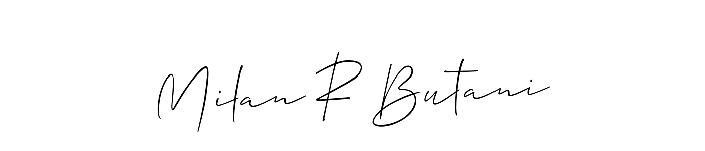 Also You can easily find your signature by using the search form. We will create Milan R Butani name handwritten signature images for you free of cost using Allison_Script sign style. Milan R Butani signature style 2 images and pictures png