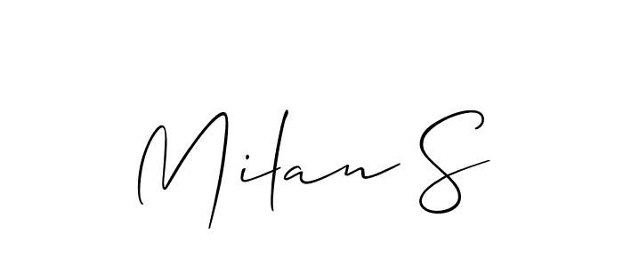 It looks lik you need a new signature style for name Milan S. Design unique handwritten (Allison_Script) signature with our free signature maker in just a few clicks. Milan S signature style 2 images and pictures png