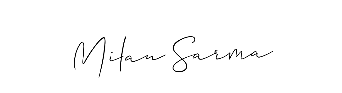 Also You can easily find your signature by using the search form. We will create Milan Sarma name handwritten signature images for you free of cost using Allison_Script sign style. Milan Sarma signature style 2 images and pictures png