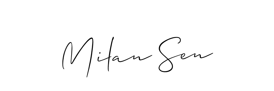 It looks lik you need a new signature style for name Milan Sen. Design unique handwritten (Allison_Script) signature with our free signature maker in just a few clicks. Milan Sen signature style 2 images and pictures png