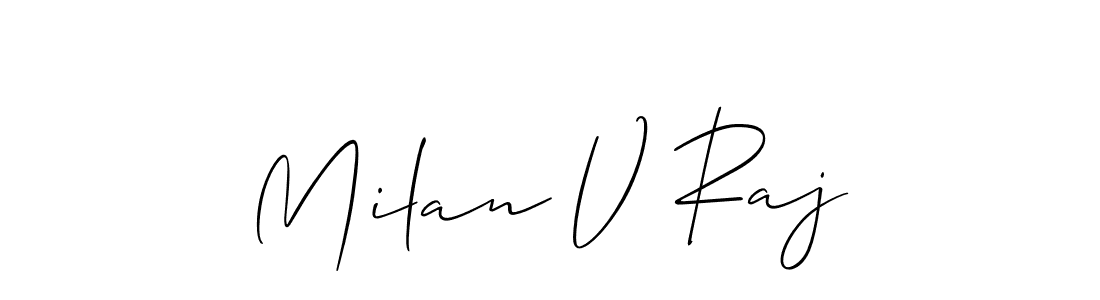 Make a beautiful signature design for name Milan V Raj. With this signature (Allison_Script) style, you can create a handwritten signature for free. Milan V Raj signature style 2 images and pictures png