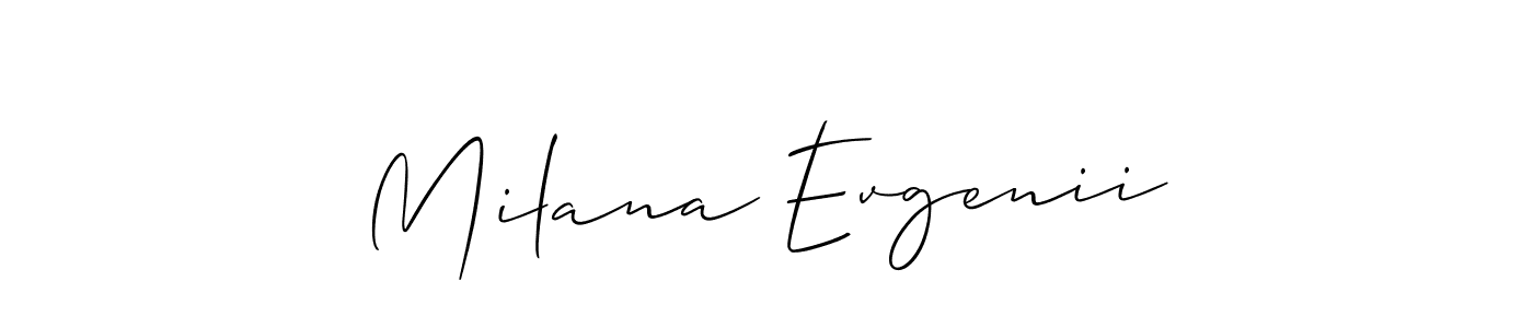 Create a beautiful signature design for name Milana Evgenii. With this signature (Allison_Script) fonts, you can make a handwritten signature for free. Milana Evgenii signature style 2 images and pictures png