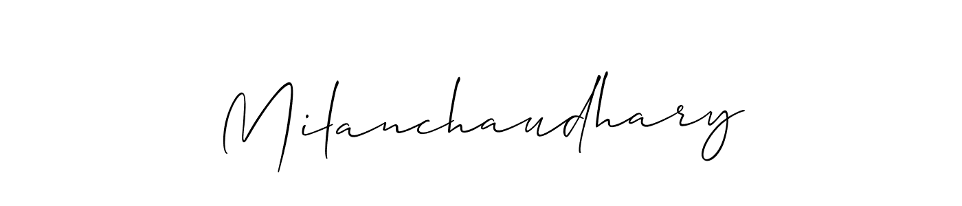 Also we have Milanchaudhary name is the best signature style. Create professional handwritten signature collection using Allison_Script autograph style. Milanchaudhary signature style 2 images and pictures png