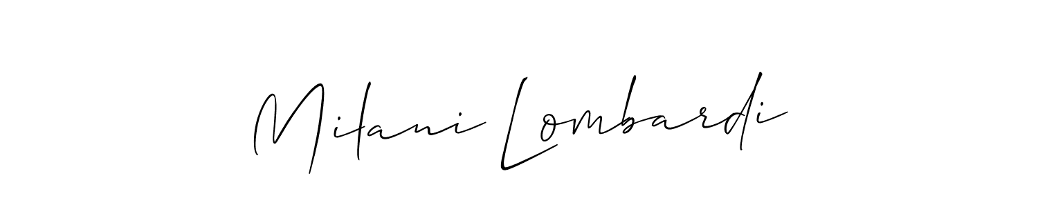 Milani Lombardi stylish signature style. Best Handwritten Sign (Allison_Script) for my name. Handwritten Signature Collection Ideas for my name Milani Lombardi. Milani Lombardi signature style 2 images and pictures png