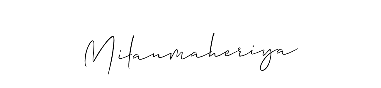 Also You can easily find your signature by using the search form. We will create Milanmaheriya name handwritten signature images for you free of cost using Allison_Script sign style. Milanmaheriya signature style 2 images and pictures png