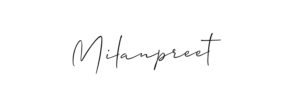 Use a signature maker to create a handwritten signature online. With this signature software, you can design (Allison_Script) your own signature for name Milanpreet. Milanpreet signature style 2 images and pictures png