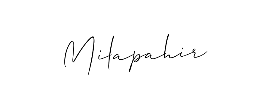 Allison_Script is a professional signature style that is perfect for those who want to add a touch of class to their signature. It is also a great choice for those who want to make their signature more unique. Get Milapahir name to fancy signature for free. Milapahir signature style 2 images and pictures png