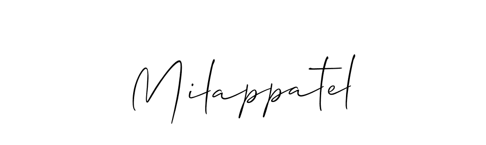 Make a beautiful signature design for name Milappatel. With this signature (Allison_Script) style, you can create a handwritten signature for free. Milappatel signature style 2 images and pictures png