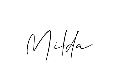 Use a signature maker to create a handwritten signature online. With this signature software, you can design (Allison_Script) your own signature for name Milda. Milda signature style 2 images and pictures png