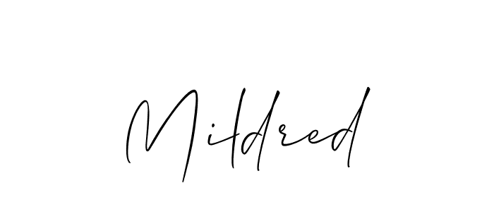 Use a signature maker to create a handwritten signature online. With this signature software, you can design (Allison_Script) your own signature for name Mildred. Mildred signature style 2 images and pictures png