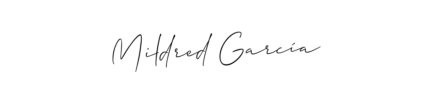 Create a beautiful signature design for name Mildred García. With this signature (Allison_Script) fonts, you can make a handwritten signature for free. Mildred García signature style 2 images and pictures png